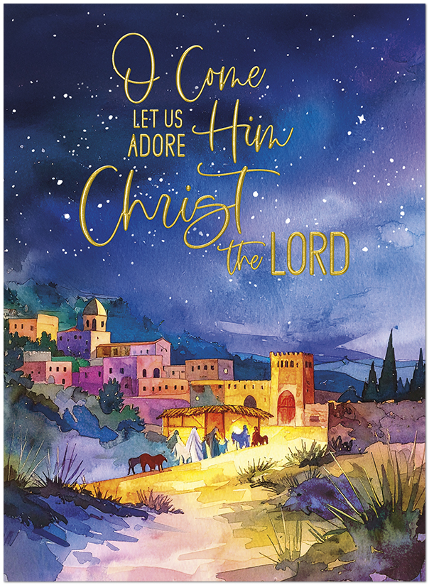 With hearts in adoration, may the gift of Christmas bring you hope in His promises. Bethlehem Adoration H3546U-AA