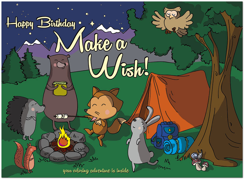 Camping Critters Birthday Card A7038U-Y