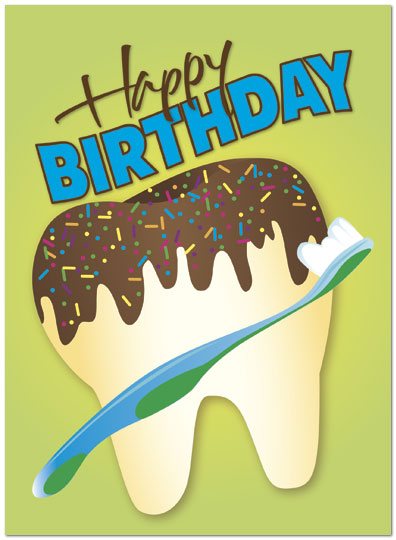 Best wishes for a bright and happy birthday! Tooth Cake Birthday Card 197U-Y