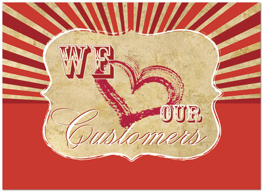 We Love Our Customers Retro Card D4087U-Y