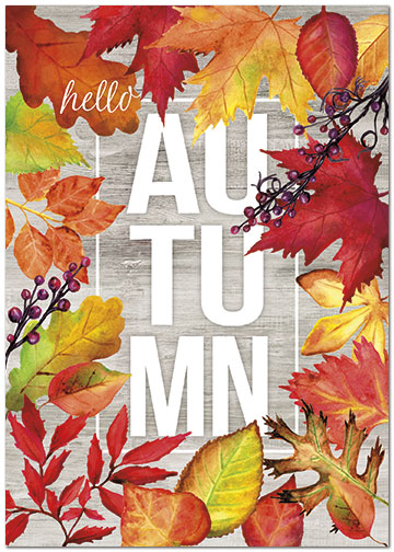 Select a verse or write your own. Hello Autumn Thanksgiving Card H8104KW-AA