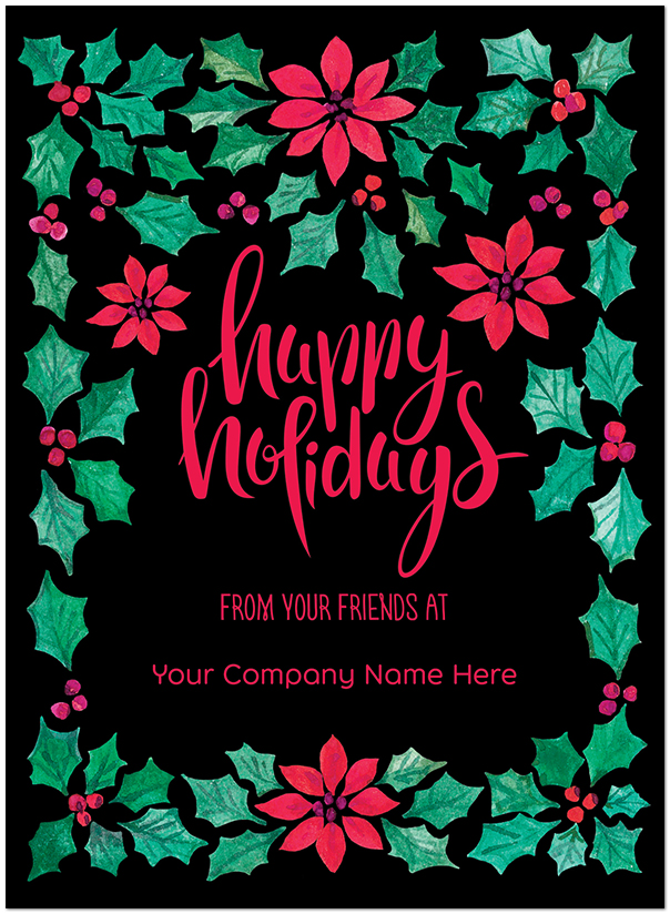 Holly Border Name Card D8235U-4B