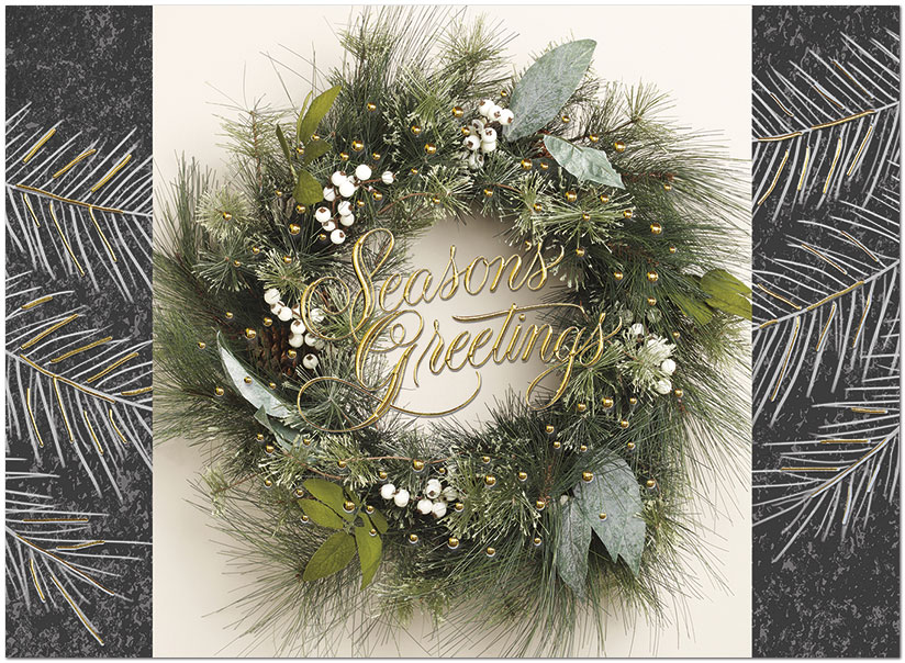 Golden Wreath Holiday Card H1742G-AAA