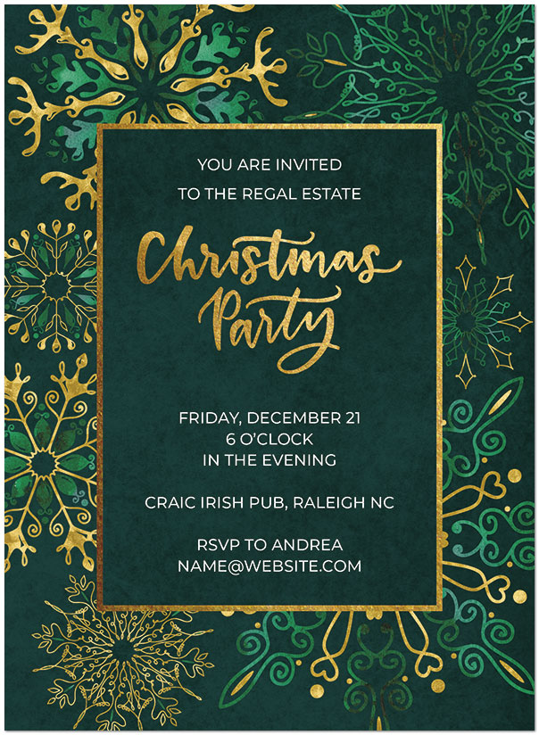 Emerald Snowflakes Invitation D1793U-4B Emerald Snowflakes Invitation D1793U-4B