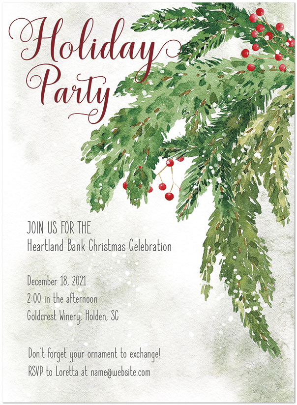 Painted Evergreens Invitation D1797U-4B Painted Evergreens Invitation D1797U-4B