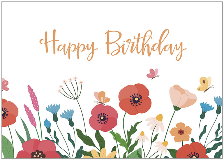 Sending many cheerful wishes for a birthday filled with happiness. Happy Floral A2927KW-X