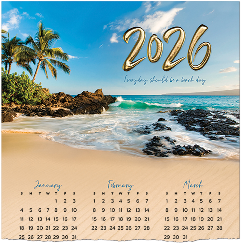 Beach Day Foil Calendar Card C2991U-AAA