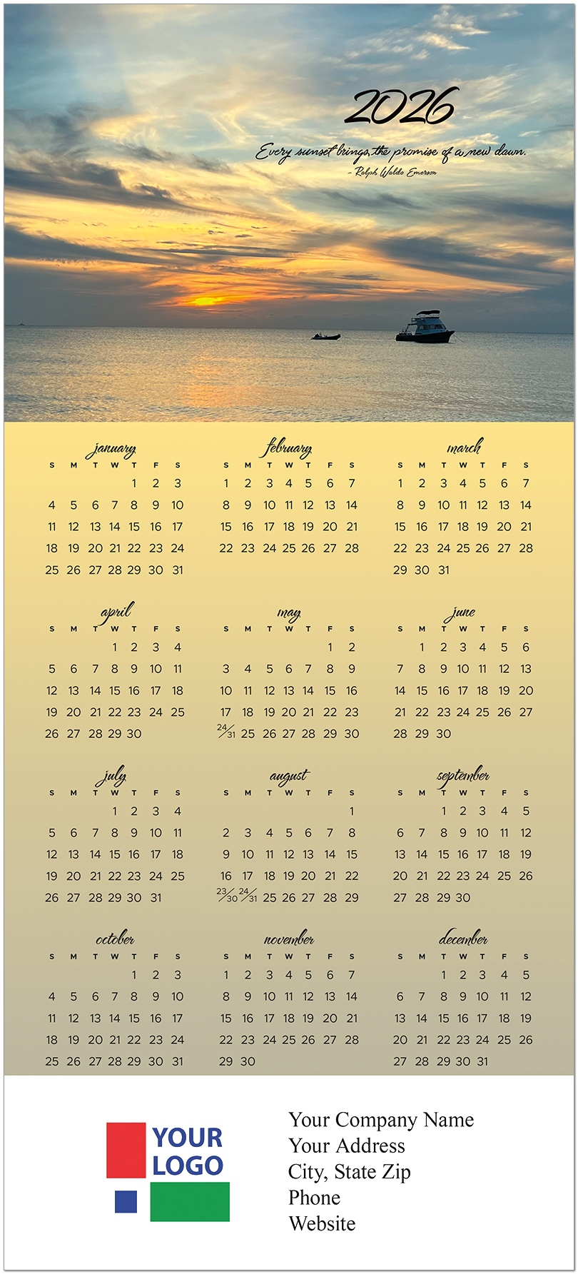 Sunset Calendar Card C2999U-AA