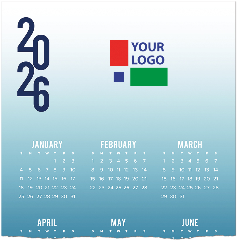 Shades of Blue Logo Calendar Card D3306U-4A