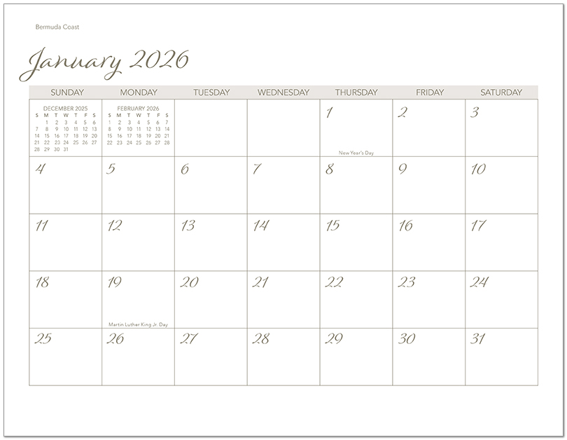 Scenic Beaches Wall Calendar DWP1526