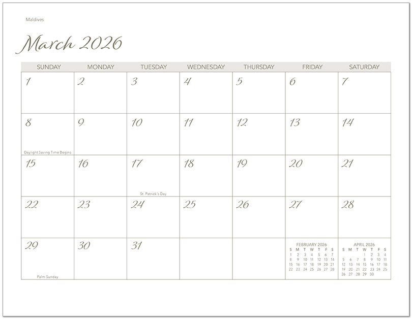 Scenic Beaches Wall Calendar DWP1526