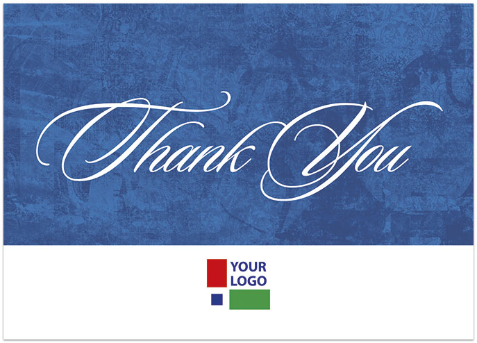 Blue Solid Logo Thank You Card D106D-V