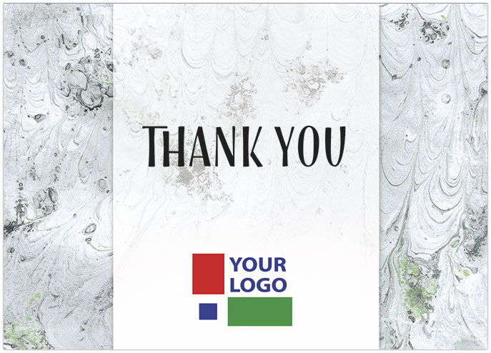 Grey Marble Logo Thank You Card D8048D-V
