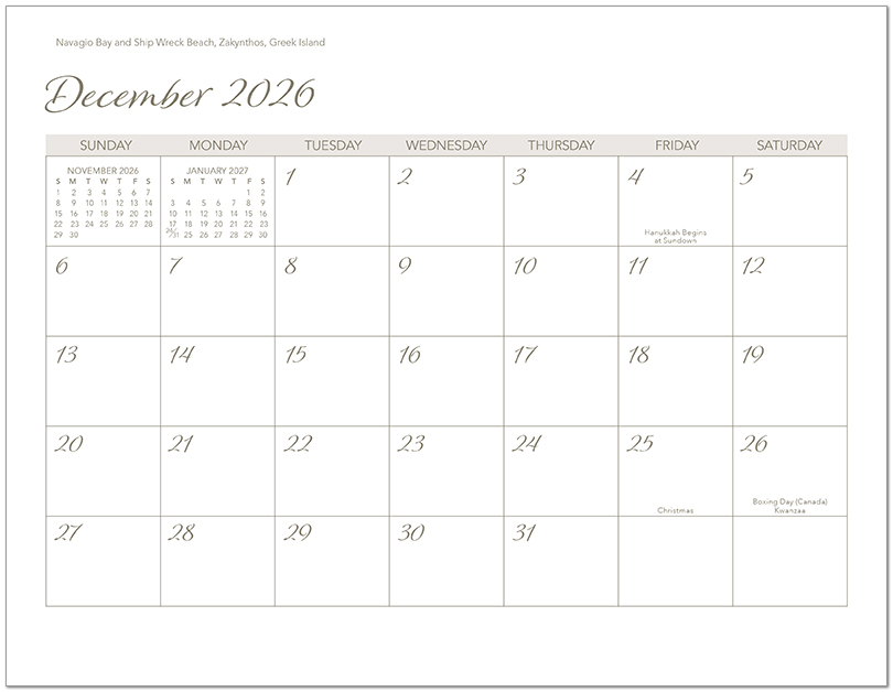 Scenic Beaches Wall Calendar DWP1526