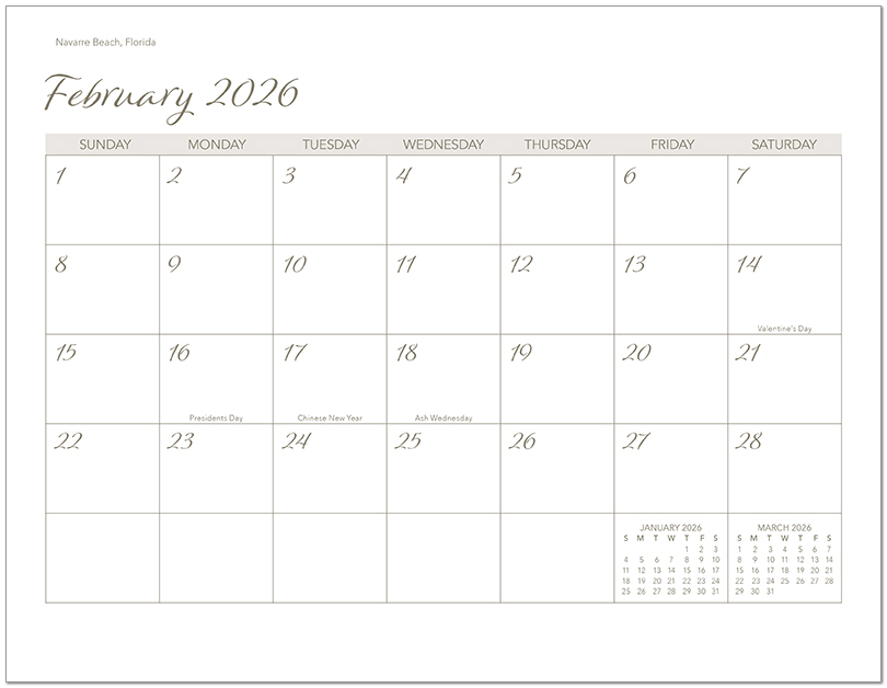 Scenic Beaches Wall Calendar DWM1426