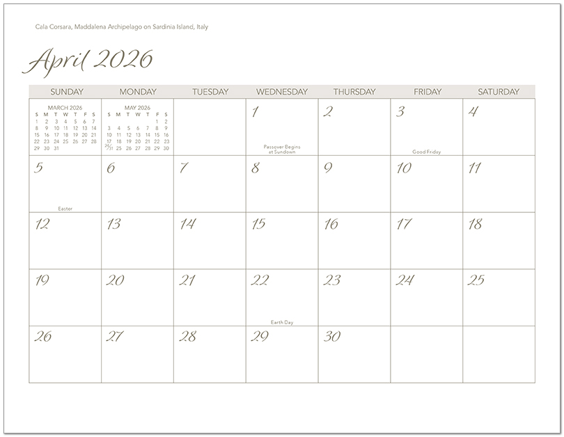 Scenic Seasons Wall Calendar DWM1026