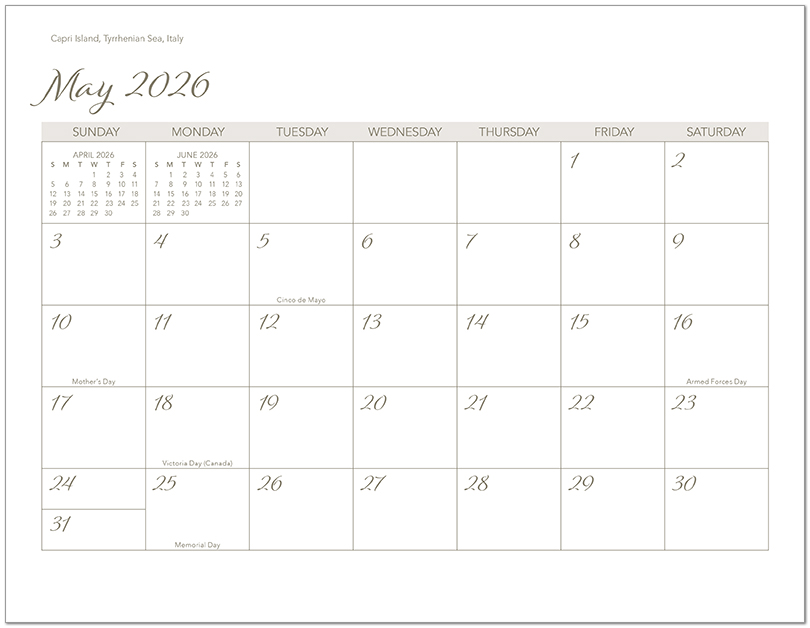 Scenic Beaches Wall Calendar DWM1426