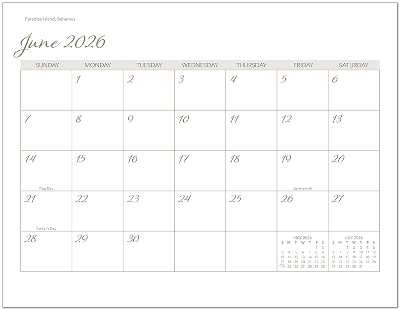 Scenic Beaches Wall Calendar DWM1426