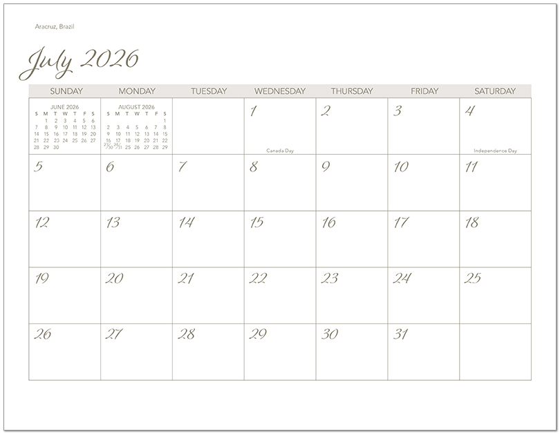 Scenic Beaches Wall Calendar DWM1426