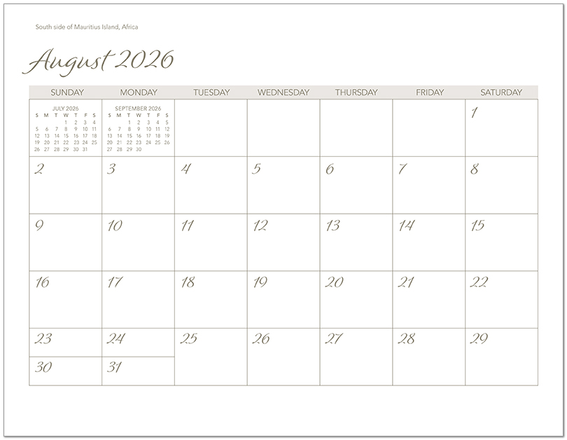 Scenic Beaches Wall Calendar DWP1526