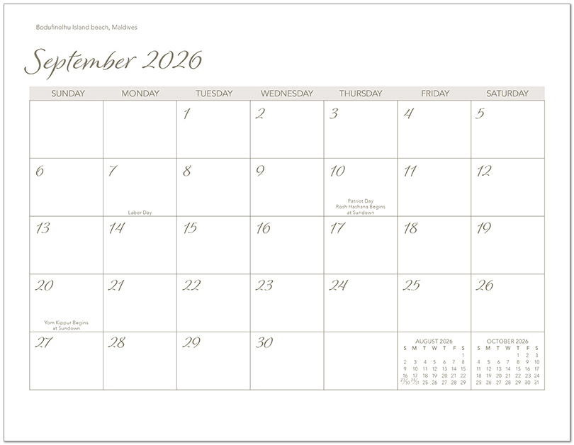 Scenic Beaches Wall Calendar DWP1526